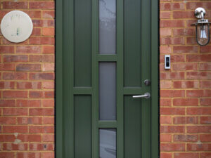 Olive Green STM Tinium entrance door with privacy glazing