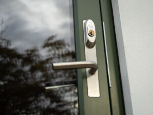 Brushed stainless steel keylocking bifold door